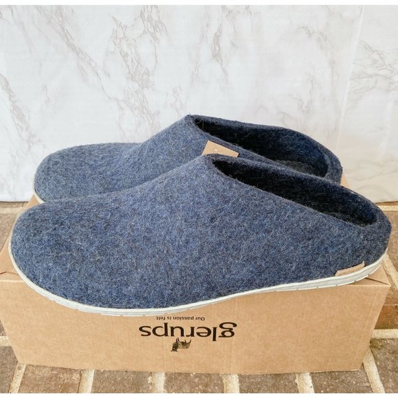 Glerups Wool Slip On Rubber Outsole Mens US 12 EU 46 Denim/ Gray Rubber - Picture 1 of 7